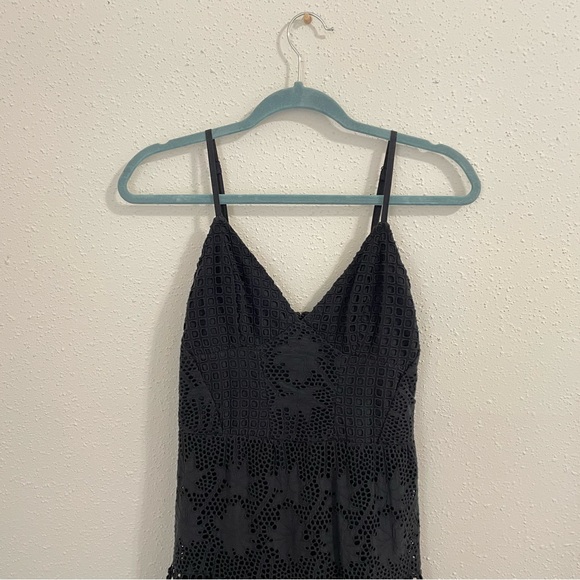 All Saints Janey Eyelet Lace Embroidered Slip Black Midi Dress - size 4 - Picture 7 of 15